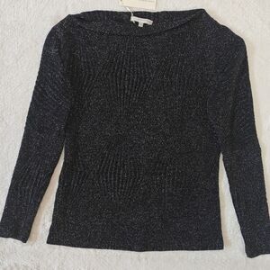 Lavender Brown Sz L Metallic Black Asymmetrical Long‎ Sleeve Off The Shoulder